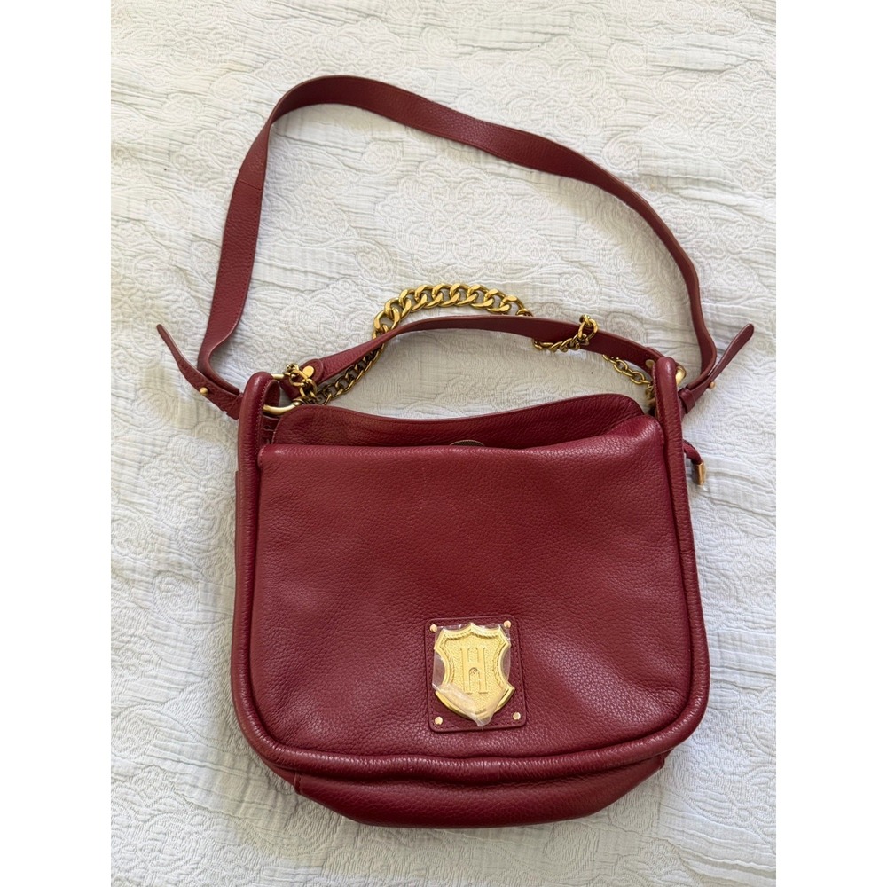 J.W. Hulme Co. Womens Burgundy Leather Inner Pockets Crossbody Bag Editor